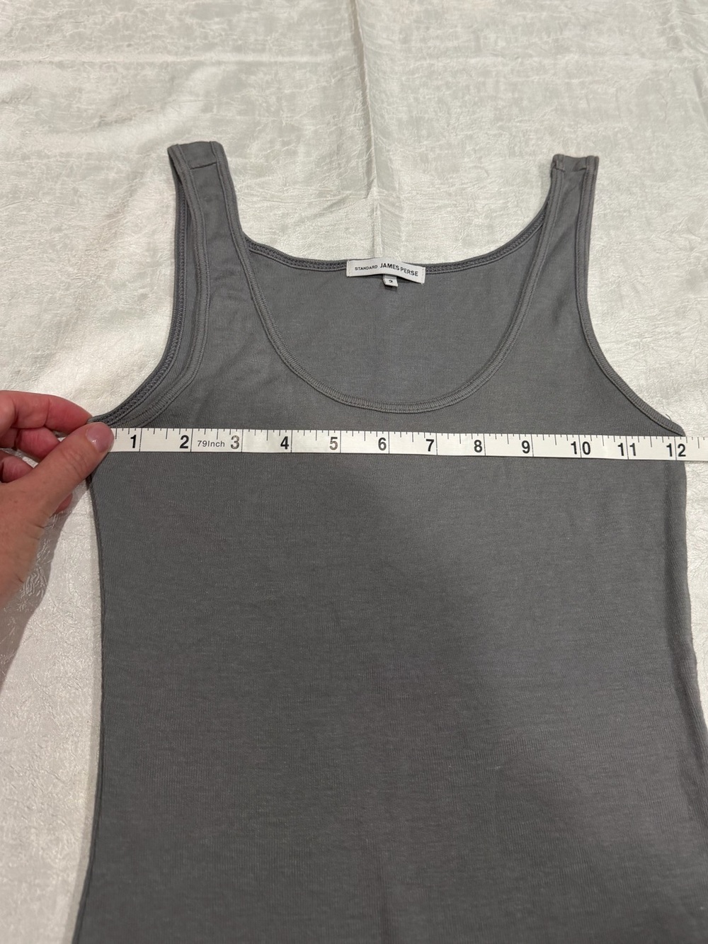 James Perse Supima Modal Tank Top Gray Size 2 Minimalist Luxury Layering Basic - Picture 7 of 7